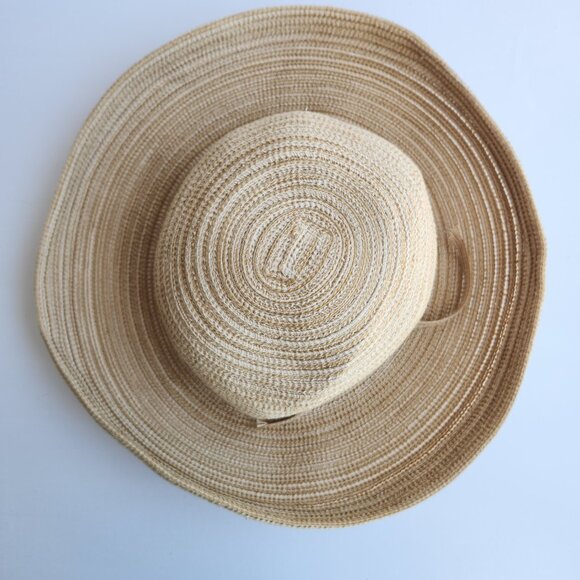 LIKE NEW Sun N' Sand Tan Coastal Craze Upturn Brim Braided Hat 4" Brim UPF 50+ - Picture 2 of 6